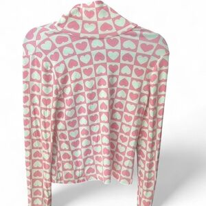Old Navy Pink and White Heart Print Long Sleeve Top